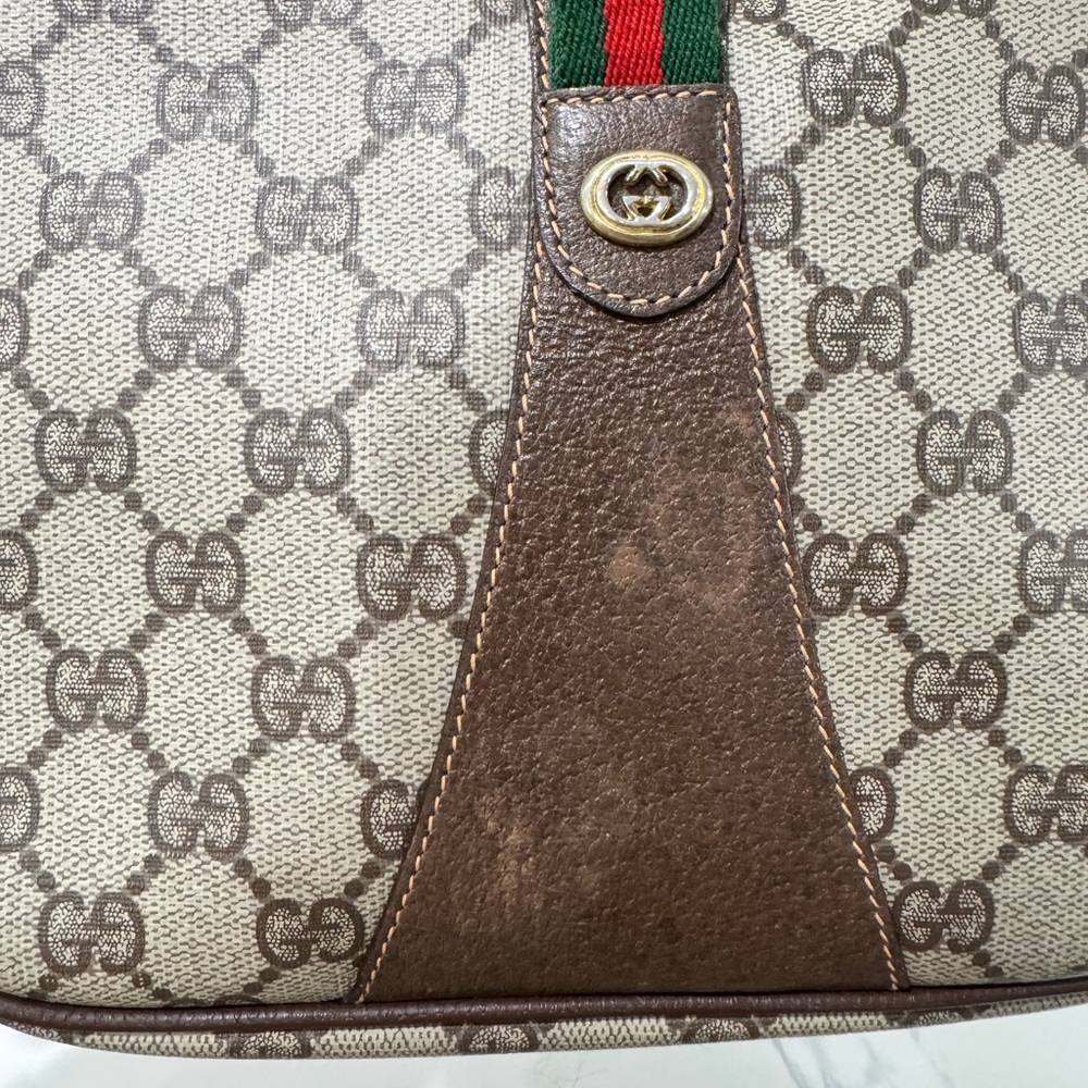 SOLD-Authentic Vintage Gucci Brown Monogram Wristlet Bag - Picture 4 of 16